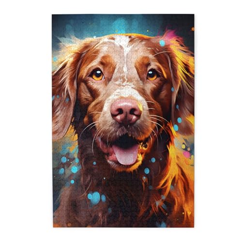 Mexpekil Golden Retriever Splash 1000 Teile Puzzles für Erwachsene Holzpuzzles Erwachsene Puzzle Lernspiele für Erwachsene Geschenke Wohnkultur von Mexpekil