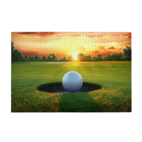 Mexpekil Golfball Sonnenuntergang 1000 Teile Puzzles für Erwachsene Holzpuzzles Erwachsene Puzzle Lernspiele für Erwachsene Geschenke Wohnkultur von Mexpekil