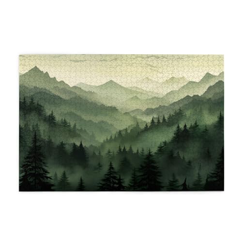 Mexpekil Green Mountain Scenery 1000 Teile Puzzle für Erwachsene Holzpuzzles Erwachsene Puzzle Lernspiele für Erwachsene Geschenke Wohnkultur von Mexpekil