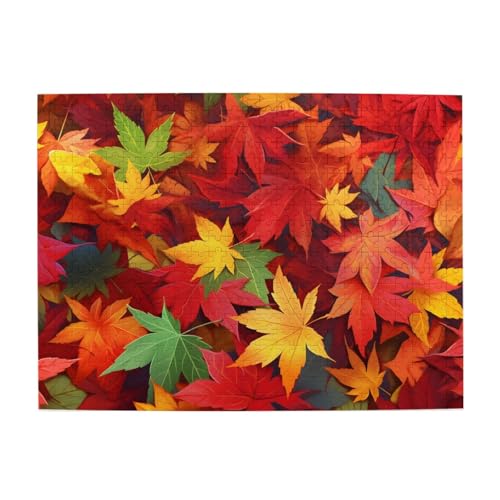 Mexpekil Herbst-Ahornblatt-Puzzle, bunt, 500-teiliges Puzzle für Erwachsene, Holzpuzzles für Erwachsene, Lernspiele für Erwachsene, Geschenke, Heimdekoration von Mexpekil