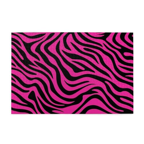 Mexpekil Hot Pink Zebra Print Muster 1000 Teile Puzzle für Erwachsene Holzpuzzles Erwachsene Puzzle Lernspiele für Erwachsene Geschenke Wohnkultur von Mexpekil