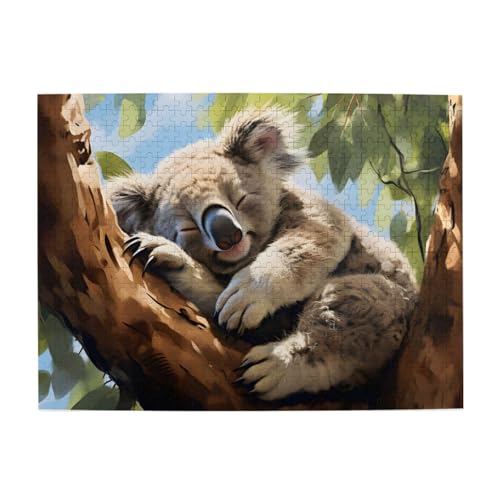 Mexpekil Koala Baum Zweige Schlaf 500 Stück Puzzle für Erwachsene Holzpuzzles Erwachsene Puzzle Lernspiele für Erwachsene Geschenke Wohnkultur von Mexpekil