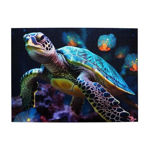 Mexpekil Kunst Schildkrötenfisch 500 Teile Puzzle für Erwachsene Holzpuzzles Erwachsene Puzzle Lernspiele für Erwachsene Geschenke Wohnkultur von Mexpekil