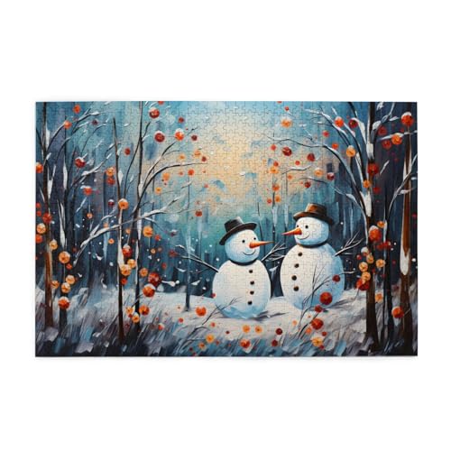 Mexpekil Kunst Schneemann Wald 1000 Teile Puzzle für Erwachsene Holzpuzzles Erwachsene Puzzle Lernspiele für Erwachsene Geschenke Wohnkultur von Mexpekil