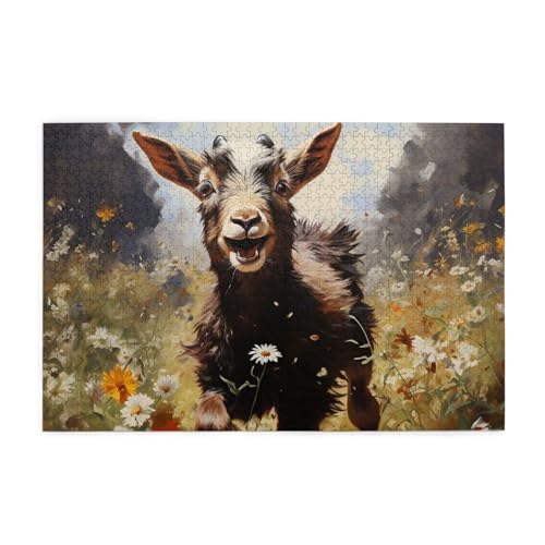 Mexpekil Lamb Flower 1000 Teile Puzzle für Erwachsene Holzpuzzles Erwachsene Puzzle Lernspiele für Erwachsene Geschenke Wohnkultur von Mexpekil