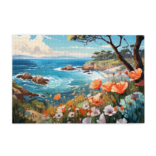 Mexpekil Landschaft Meer 1000 Teile Puzzle für Erwachsene Holzpuzzles Erwachsene Puzzle Lernspiele für Erwachsene Geschenke Wohnkultur von Mexpekil