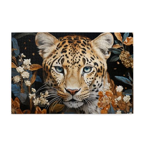 Mexpekil Leopard Flower 1000 Teile Puzzle für Erwachsene Holzpuzzles Erwachsene Puzzle Lernspiele für Erwachsene Geschenke Wohnkultur von Mexpekil