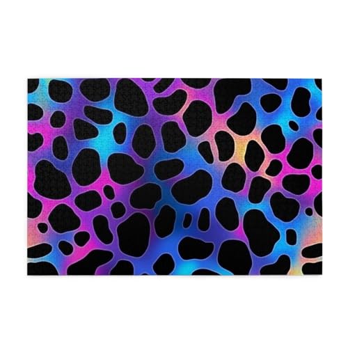 Mexpekil Leopard Print Coloful 1000 Teile Puzzle für Erwachsene Holzpuzzles Erwachsene Puzzle Lernspiele für Erwachsene Geschenke Wohnkultur von Mexpekil