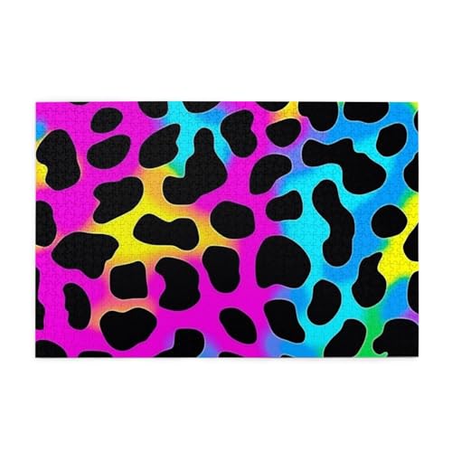 Mexpekil Leopard Print Regenbogen 1000 Teile Puzzle für Erwachsene Holzpuzzles Erwachsene Puzzle Lernspiele für Erwachsene Geschenke Wohnkultur von Mexpekil