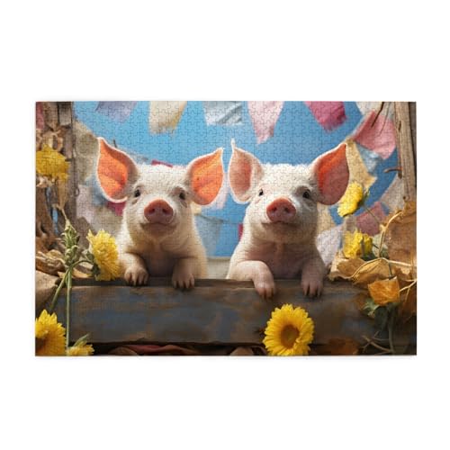 Mexpekil Lustige Schweine 1000 Teile Puzzles für Erwachsene Holzpuzzles Erwachsene Puzzle Lernspiele für Erwachsene Geschenke Wohnkultur von Mexpekil