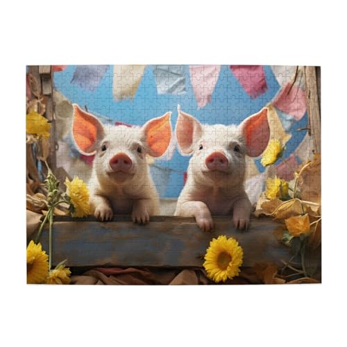 Mexpekil Lustige Schweine 500 Teile Puzzles für Erwachsene Holzpuzzles Erwachsene Puzzle Lernspiele für Erwachsene Geschenke Wohnkultur von Mexpekil