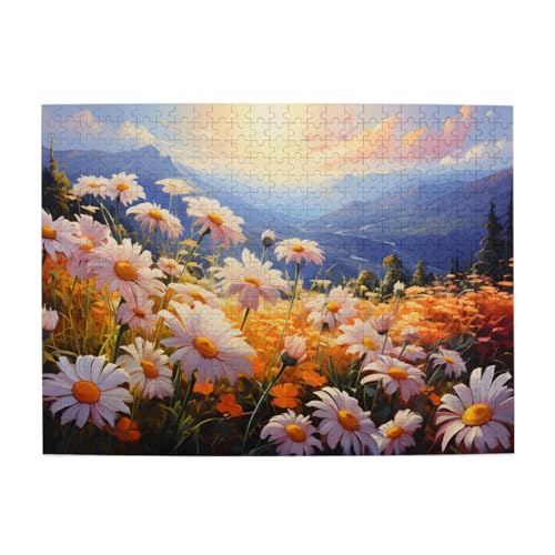 Mexpekil Nature Daisy Mountain 500 Teile Puzzle für Erwachsene Holzpuzzles Erwachsene Puzzle Lernspiele für Erwachsene Geschenke Wohnkultur von Mexpekil