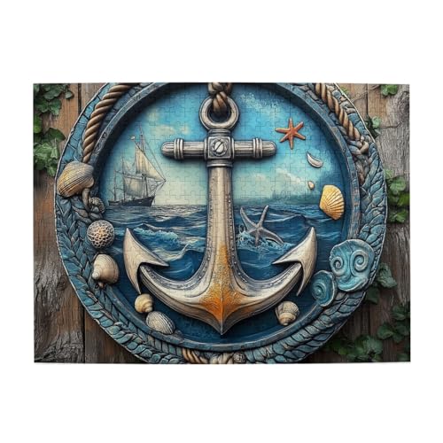 Mexpekil Nautical Anchor Wooden 500 Piece Jigsaw Puzzles for Adults Wooden Puzzles Adult Jigsaw Puzzle Educational Games for Adults Gifts Home Decor von Mexpekil