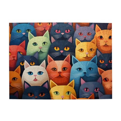 Mexpekil Niedliche Katzen 500 Teile Puzzles für Erwachsene Holzpuzzles Erwachsene Puzzle Lernspiele für Erwachsene Geschenke Wohnkultur von Mexpekil