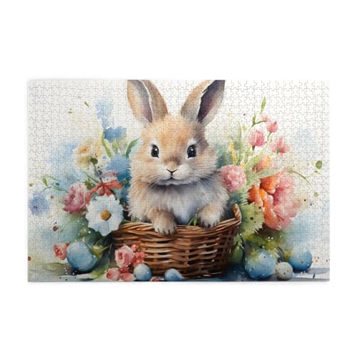 Mexpekil Osterhase Blumenkorb 1000 Teile Puzzles für Erwachsene Holzpuzzles Erwachsene Puzzle Lernspiele für Erwachsene Geschenke Wohnkultur von Mexpekil