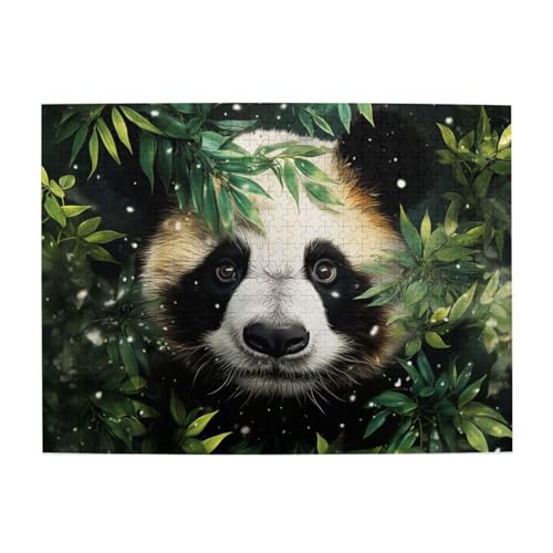 Mexpekil Panda Leaves 500 Teile Puzzle für Erwachsene Holzpuzzles Erwachsene Puzzle Lernspiele für Erwachsene Geschenke Wohnkultur von Mexpekil