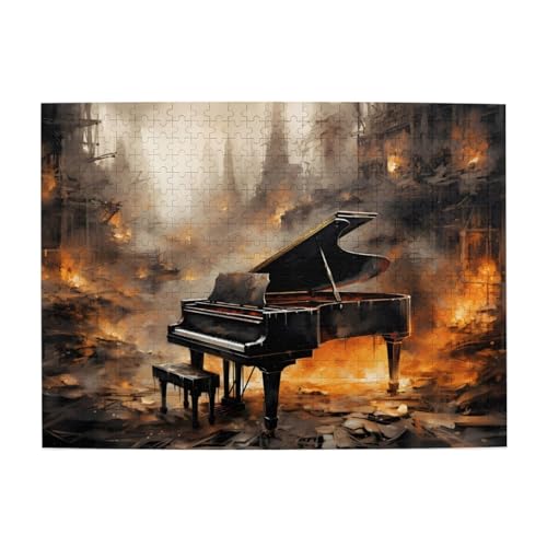 Mexpekil Piano Fire 500 Teile Puzzle für Erwachsene Holzpuzzles Erwachsene Puzzle Lernspiele für Erwachsene Geschenke Wohnkultur von Mexpekil