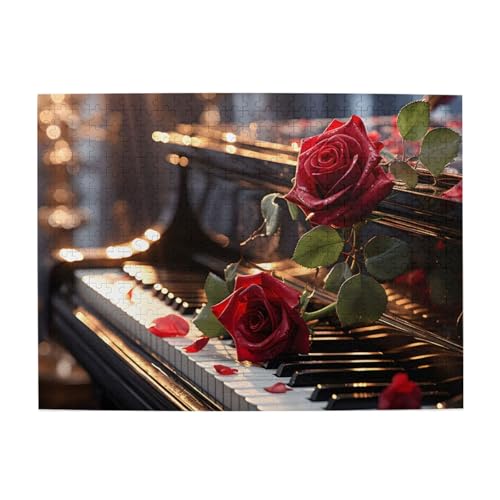 Mexpekil Piano Rose 500 Teile Puzzle für Erwachsene Holzpuzzles Erwachsene Puzzle Lernspiele für Erwachsene Geschenke Wohnkultur von Mexpekil