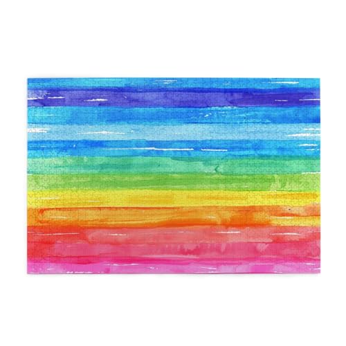 Mexpekil Puzzles für Erwachsene, 1000 Teile, Aquarell-Regenbogen-Muster, Holzpuzzles, herausfordernde Puzzle-Spiele für Erwachsene, Teenager, Geschenke von Mexpekil