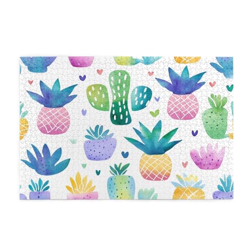 Mexpekil Puzzles für Erwachsene, 1000 Teile, bunt, handgezeichnetes Ananas-Muster, Holzpuzzles, herausfordernde Puzzle-Spiele für Erwachsene, Teenager, Geschenke von Mexpekil