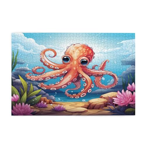 Mexpekil Puzzles für Erwachsene 1000 Teile Cartoon Ozean Oktopus Holzpuzzles Herausfordernde Puzzlespiele für Erwachsene Jugendliche Geschenke von Mexpekil