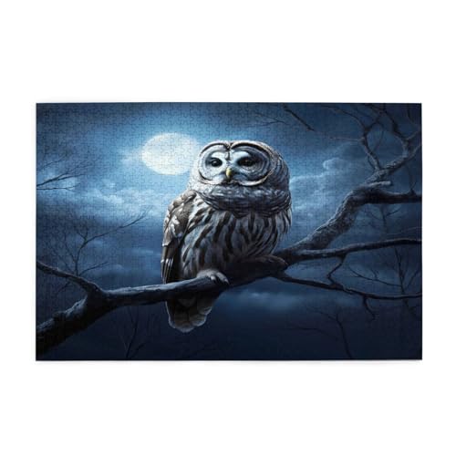 Mexpekil Puzzles für Erwachsene 1000 Teile Halloween Eule Mond Holzpuzzles Herausfordernde Puzzlespiele für Erwachsene Jugendliche Geschenke von Mexpekil