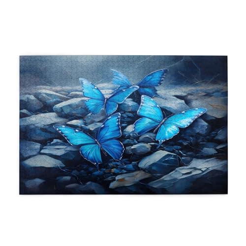 Mexpekil Puzzles für Erwachsene 1000 Teile Kunst Malerei Blau Schmetterling Holzpuzzles Herausfordernde Puzzlespiele für Erwachsene Jugendliche Geschenke von Mexpekil