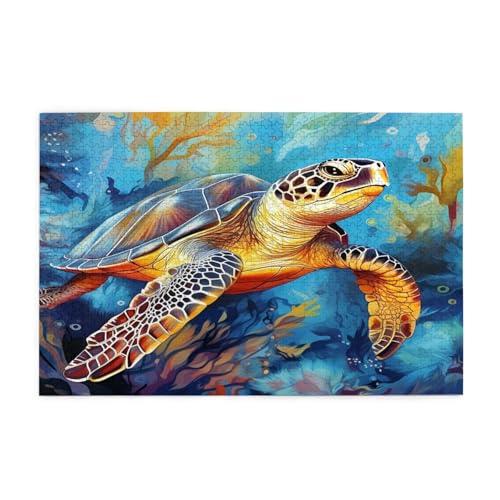 Mexpekil Puzzles für Erwachsene 1000 Teile Kunst Malerei Schildkröte Holzpuzzles Herausfordernde Puzzlespiele für Erwachsene Jugendliche Geschenke von Mexpekil