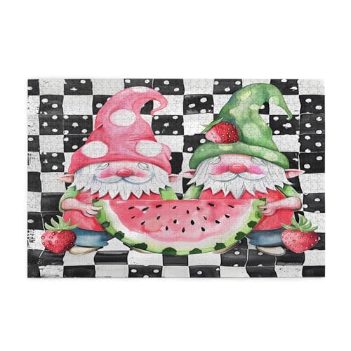 Mexpekil Puzzles für Erwachsene 1000 Teile Niedliche Zwerg Wassermelone Plaid Holzpuzzles Herausfordernde Puzzlespiele für Erwachsene Jugendliche Geschenke von Mexpekil