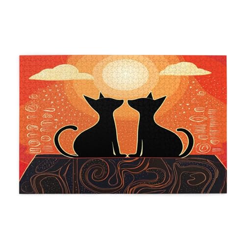 Mexpekil Puzzles für Erwachsene 1000 Teile Troditional Cats Sunset Holzpuzzles Herausfordernde Puzzlespiele für Erwachsene Jugendliche Geschenke von Mexpekil