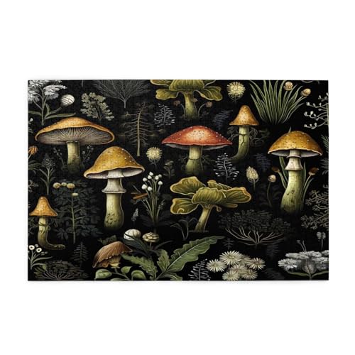 Mexpekil Puzzles für Erwachsene 1000 Teile Vintage Pilzblume Holzpuzzles Herausfordernde Puzzlespiele für Erwachsene Jugendliche Geschenke von Mexpekil