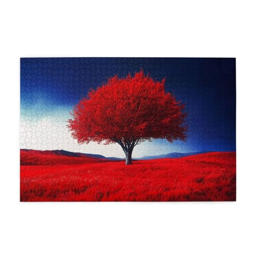 Mexpekil Red Tree Art 1000 Teile Puzzle für Erwachsene Holzpuzzles Erwachsene Puzzle Lernspiele für Erwachsene Geschenke Wohnkultur von Mexpekil