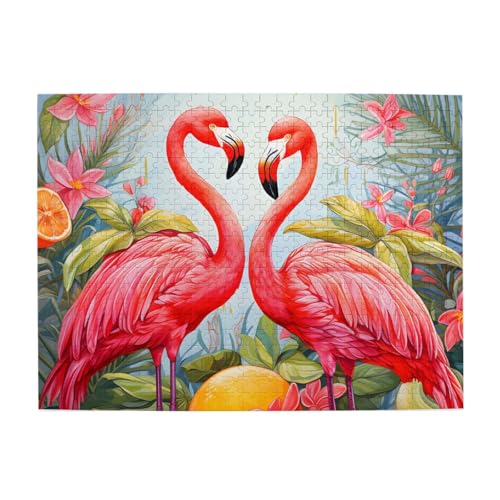 Mexpekil Rosa Flamingos Orange 500 Teile Puzzles für Erwachsene Holzpuzzles Erwachsene Puzzle Lernspiele für Erwachsene Geschenke Wohnkultur von Mexpekil