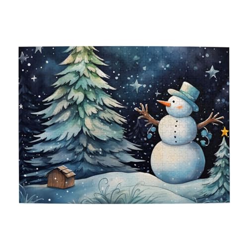 Mexpekil Schneemann Weihnachtsbaum 500 Teile Puzzles für Erwachsene Holzpuzzles Erwachsene Puzzle Lernspiele für Erwachsene Geschenke Wohnkultur von Mexpekil