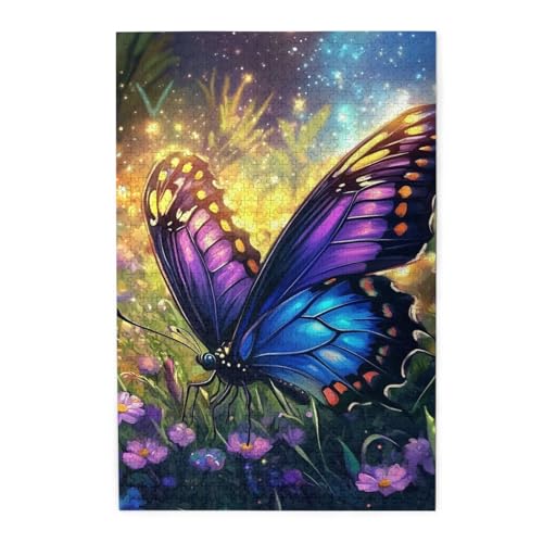 Mexpekil Schöne Schmetterling Blume 1000 Teile Puzzle für Erwachsene Holzpuzzles Erwachsene Puzzle Lernspiele für Erwachsene Geschenke Wohnkultur von Mexpekil