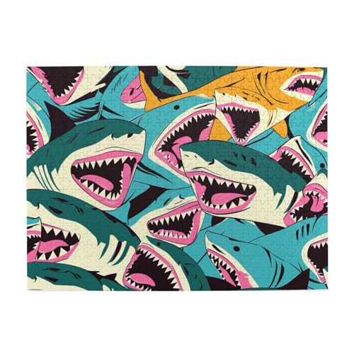 Mexpekil Shark 500 Teile Puzzles für Erwachsene Holzpuzzles Erwachsene Puzzle Lernspiele für Erwachsene Geschenke Wohnkultur von Mexpekil