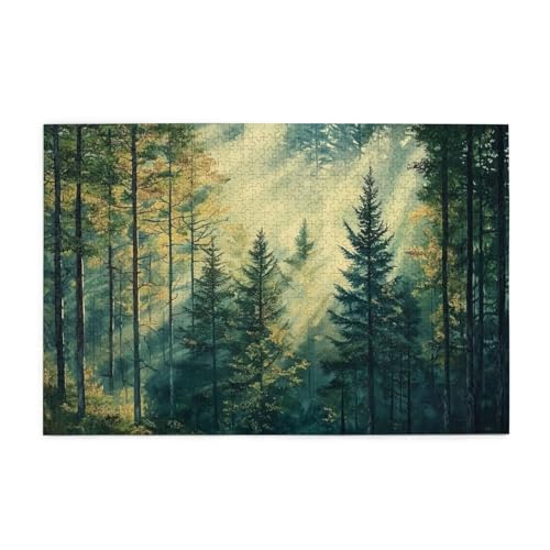 Mexpekil Sonnenlicht Waldbaum 1000 Teile Puzzle für Erwachsene Holzpuzzles Erwachsene Puzzle Lernspiele für Erwachsene Geschenke Wohnkultur von Mexpekil