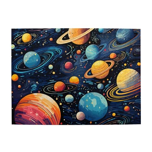 Mexpekil Space Planet Cartoon 500 Teile Puzzle für Erwachsene Holzpuzzles Erwachsene Puzzle Lernspiele für Erwachsene Geschenke Wohnkultur von Mexpekil