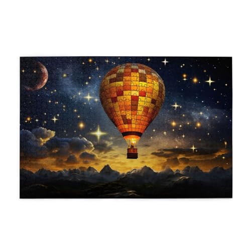 Mexpekil Sternenhimmel Heißluftballon 1000 Teile Puzzles für Erwachsene Holzpuzzles Erwachsene Puzzle Lernspiele für Erwachsene Geschenke Wohnkultur von Mexpekil