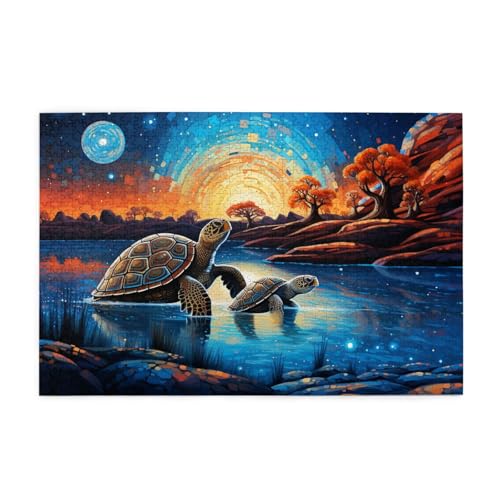 Mexpekil Turtles Art Lake 1000 Teile Puzzle für Erwachsene Holzpuzzles Erwachsene Puzzle Lernspiele für Erwachsene Geschenke Wohnkultur von Mexpekil