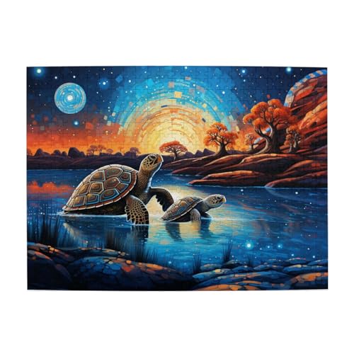 Mexpekil Turtles Art Lake 500 Teile Puzzle für Erwachsene Holzpuzzles Erwachsene Puzzle Lernspiele für Erwachsene Geschenke Wohnkultur von Mexpekil