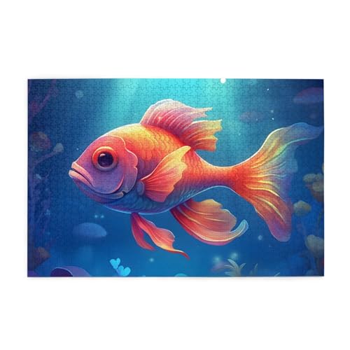 Mexpekil Underwater Goldfish 1000 Teile Puzzle für Erwachsene Holzpuzzles Erwachsene Puzzle Lernspiele für Erwachsene Geschenke Wohnkultur von Mexpekil