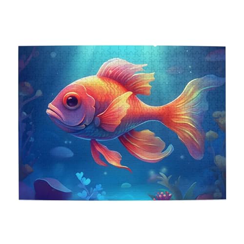 Mexpekil Underwater Goldfish 500 Teile Puzzle für Erwachsene Holzpuzzles Erwachsene Puzzle Lernspiele für Erwachsene Geschenke Wohnkultur von Mexpekil