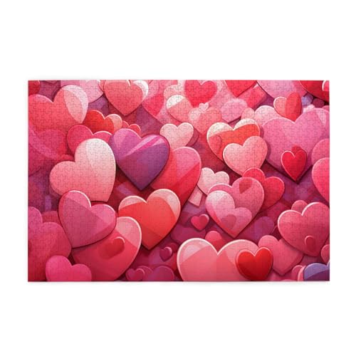 Mexpekil Valentinstag Red Love 1000 Teile Puzzle für Erwachsene Holzpuzzles Erwachsene Puzzle Lernspiele für Erwachsene Geschenke Wohnkultur von Mexpekil