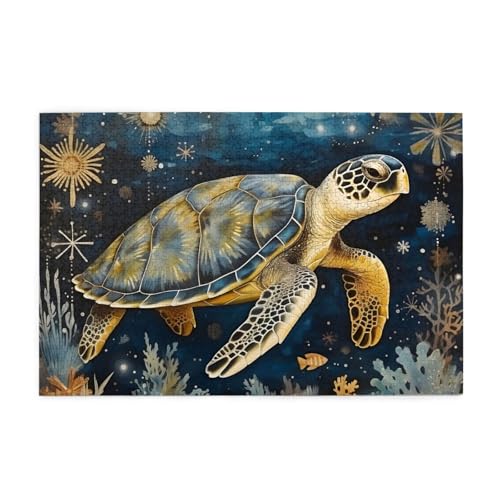 Mexpekil Vintage Art Turtle 1000 Teile Puzzle für Erwachsene Holzpuzzles Erwachsene Puzzle Lernspiele für Erwachsene Geschenke Wohnkultur von Mexpekil