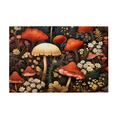 Mexpekil Vintage Pilzblume 1000 Teile Puzzle für Erwachsene Holzpuzzles Erwachsene Puzzle Lernspiele für Erwachsene Geschenke Wohnkultur von Mexpekil