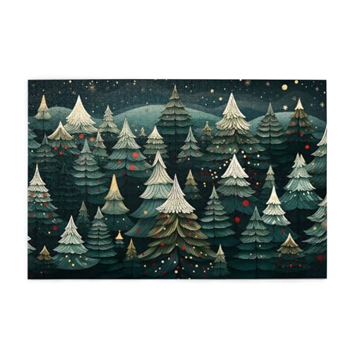 Mexpekil Waldgrün Weihnachten 1000 Teile Puzzle für Erwachsene Holzpuzzles Erwachsene Puzzle Lernspiele für Erwachsene Geschenke Wohnkultur von Mexpekil