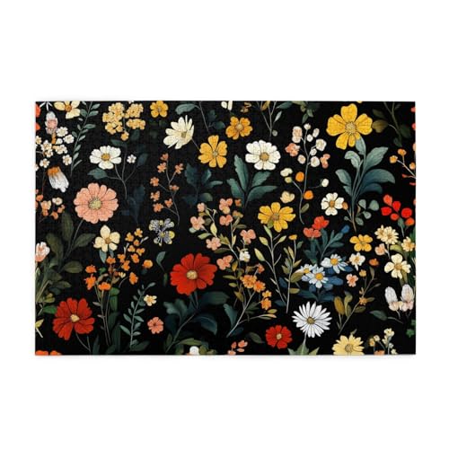 Mexpekil Wildblumen Boho 1000 Teile Puzzle für Erwachsene Holzpuzzles Erwachsene Puzzle Lernspiele für Erwachsene Geschenke Wohnkultur von Mexpekil