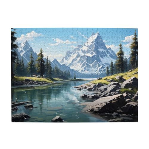 Mexpekil Winter Natur Wald 500 Teile Puzzle für Erwachsene Holzpuzzles Erwachsene Puzzle Lernspiele für Erwachsene Geschenke Wohnkultur von Mexpekil