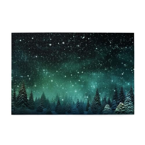 Mexpekil Winter Schneeflocke Wald 1000 Teile Puzzle für Erwachsene Holzpuzzles Erwachsene Puzzle Lernspiele für Erwachsene Geschenke Wohnkultur von Mexpekil